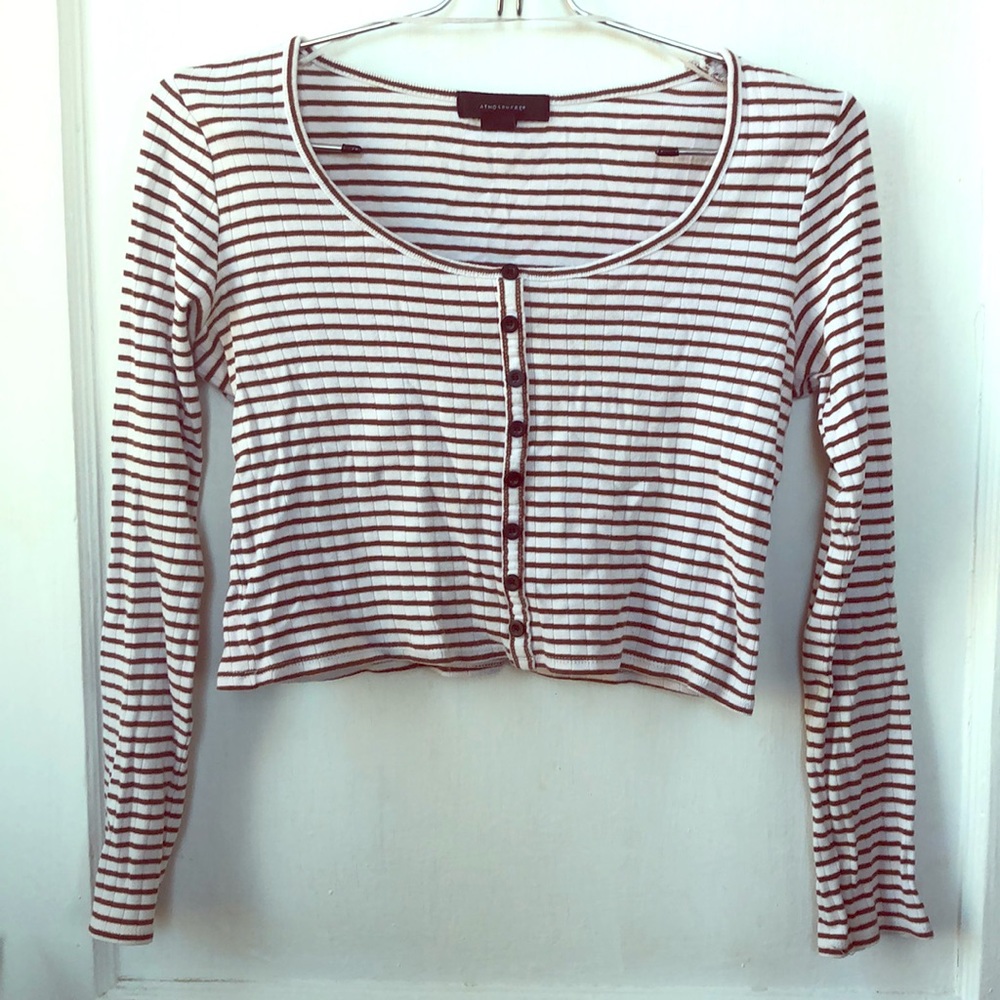 Cropped Long Sleeve Striped Top